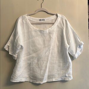 Blue Boxy Cuffed Sleeve Blouse